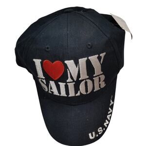 Eagle Crest Ball Cap “I [Heart] Love My Sailor” Navy Hat, U.S. Navy Text on Bill